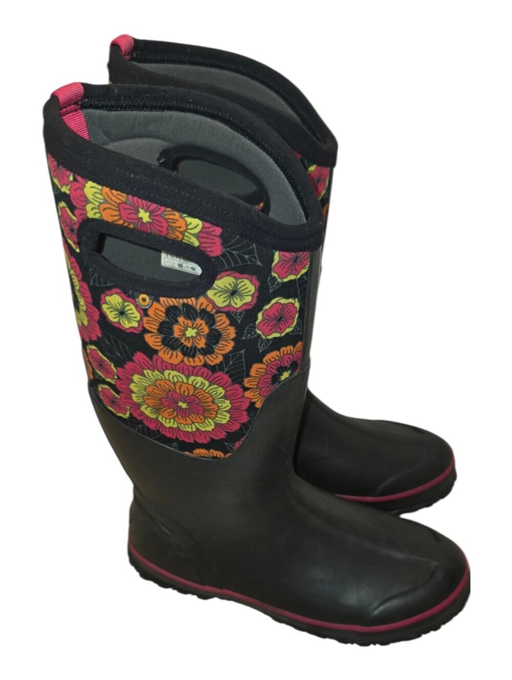 Bogs Tall High Floral Waterproof Rain Snow Boots Garden Winter Boot Size 9 Pink
